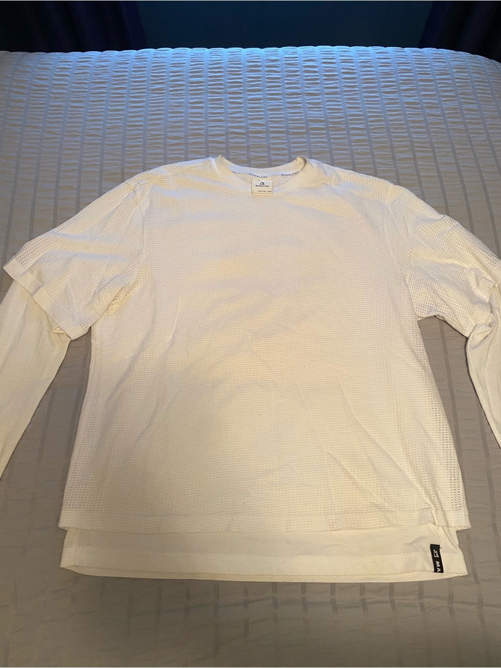 Urban Outfitters MAGNLENS White Layered Long-Sleeve Waffle Tee